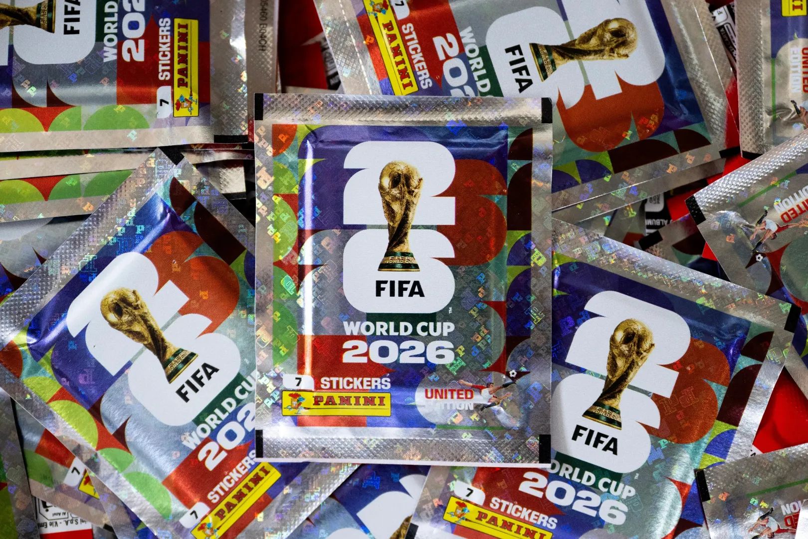 Close up of football stickers